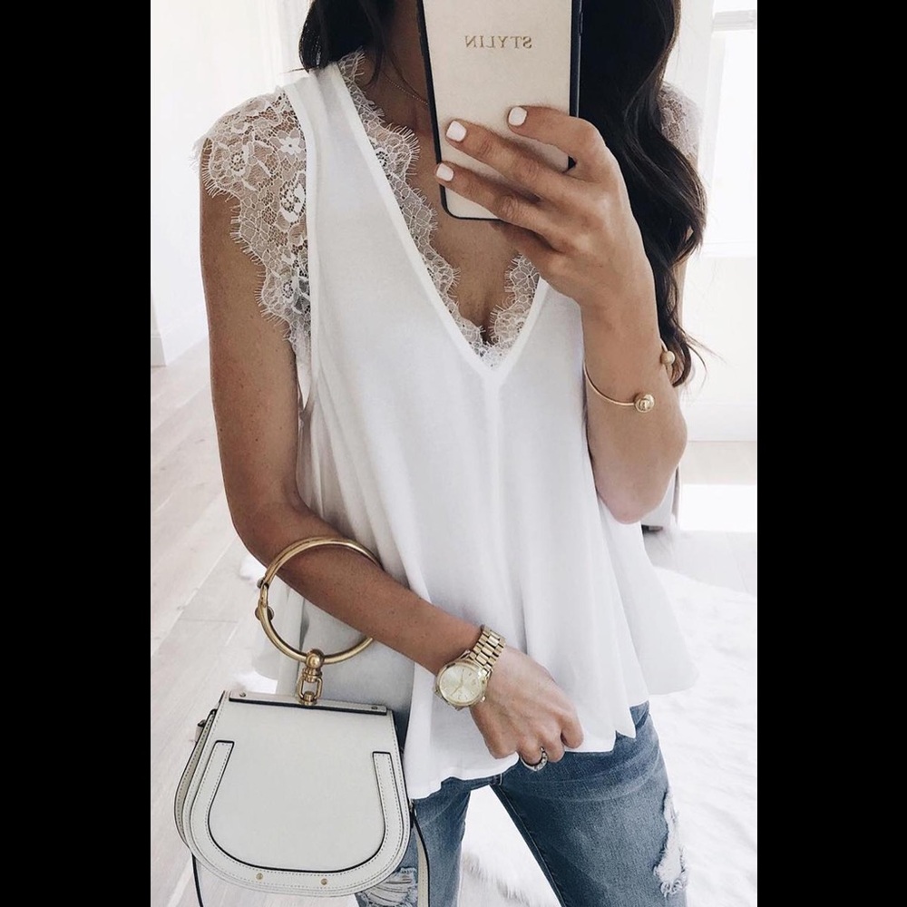 Lace Accent Reversible Blouse